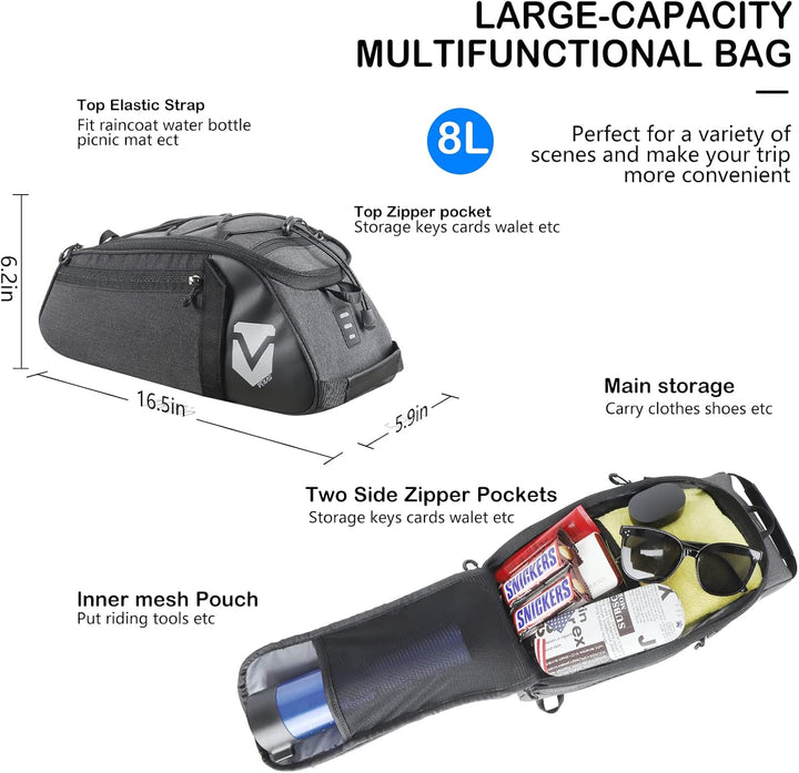 VERTAST Fahrrad Gepäckträger Tasche Wasserdicht Multifunktionale Packtasche für Fahrrad Sitz Outdoor