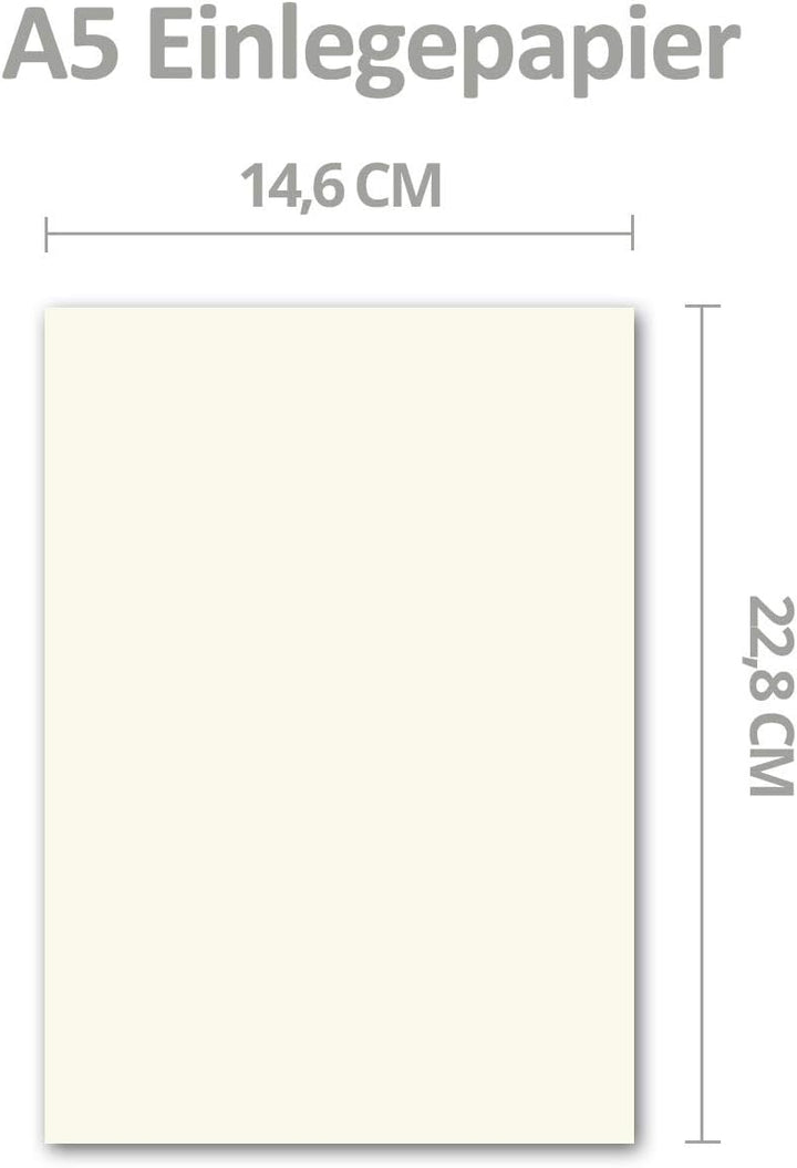 1000x einfaches Einlege-Papier für A5 Faltkarten - naturweiss - 146 x 228 mm (14,6 x 22,8 cm) - ohne