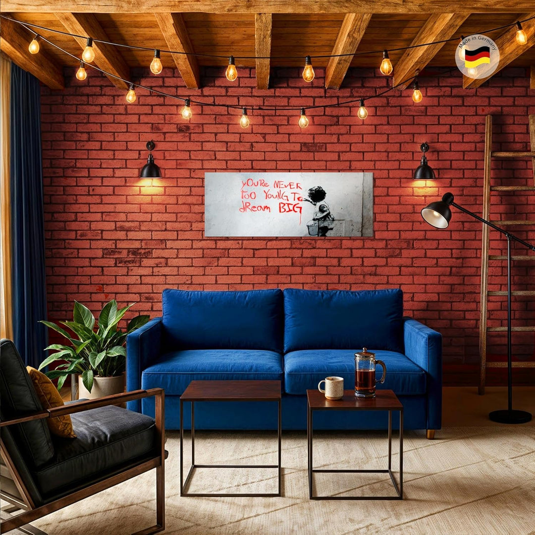 Runa Art Wandbild Dream Big 1 Teilig 100 x 40 cm Modern Bild auf Vlies Leinwand Street Art Graffiti