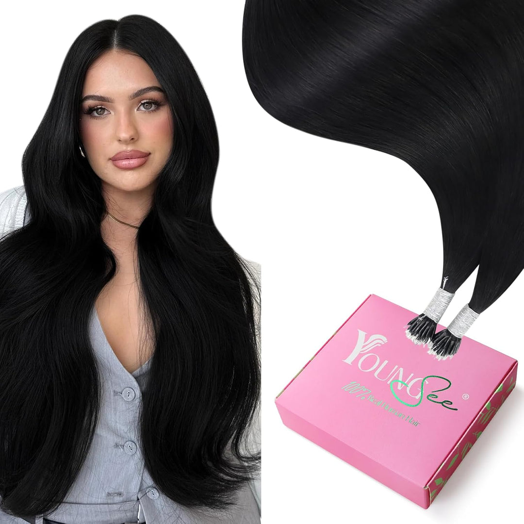 YoungSee Nanoring Extensions Echthaar Schwarz 40 cm Nanoring Extensions Schwarz Echthaar Nanoring Ex