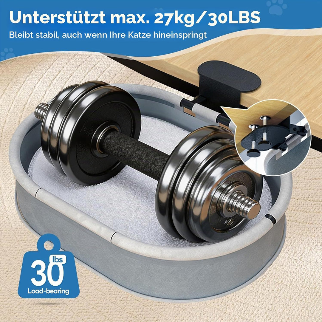 Katzenbett Schreibtisch Katzenkorb bis 27KG - Stabile Cat Desk Bed Befestigung Ohne Bohren - 90° Fol