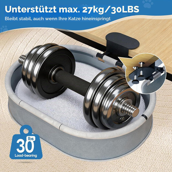 Katzenbett Schreibtisch Katzenkorb bis 27KG - Stabile Cat Desk Bed Befestigung Ohne Bohren - 90° Fol