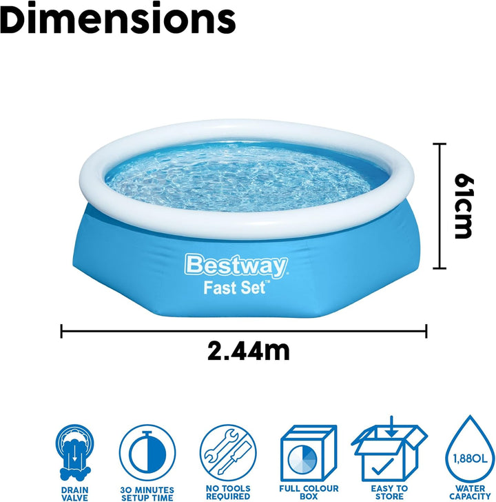 Bestway® Fast Set™ Aufstellpool ohne Pumpe Ø 244 x 66 cm blau, rund 244 x 66 cm ohne Zubehör Nur Poo