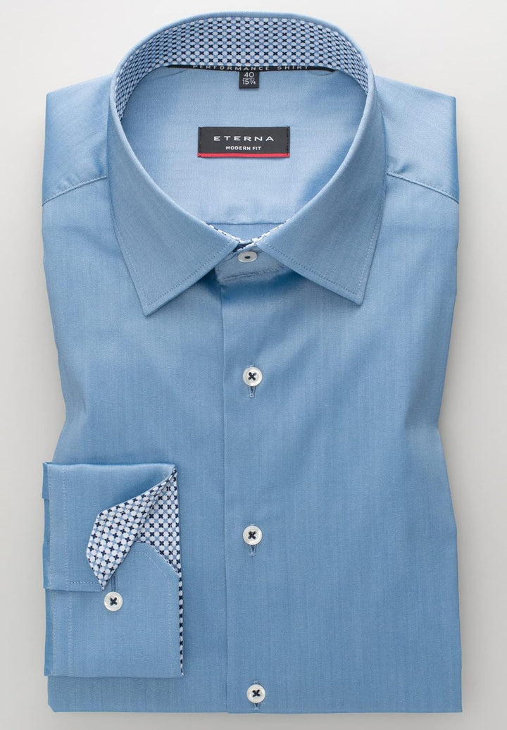 ETERNA Modern Fit Performence Hemd Langarm Twill weiss 40 Blau, 40 Blau