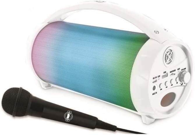 Lexibook BTP585Z iParty-Tragbarer Bluetooth-Lichtlautsprecher mit Mikrofon, Stereoanlage, Lichteffek