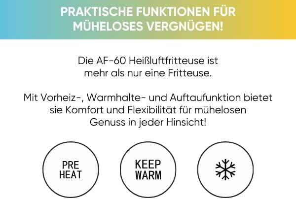 ERATEC AF-66 Heissluftfritteuse XXL 5,5L 1500W Air Fryer ohne Öl Heisluftfritöse mit LED Touchscreen