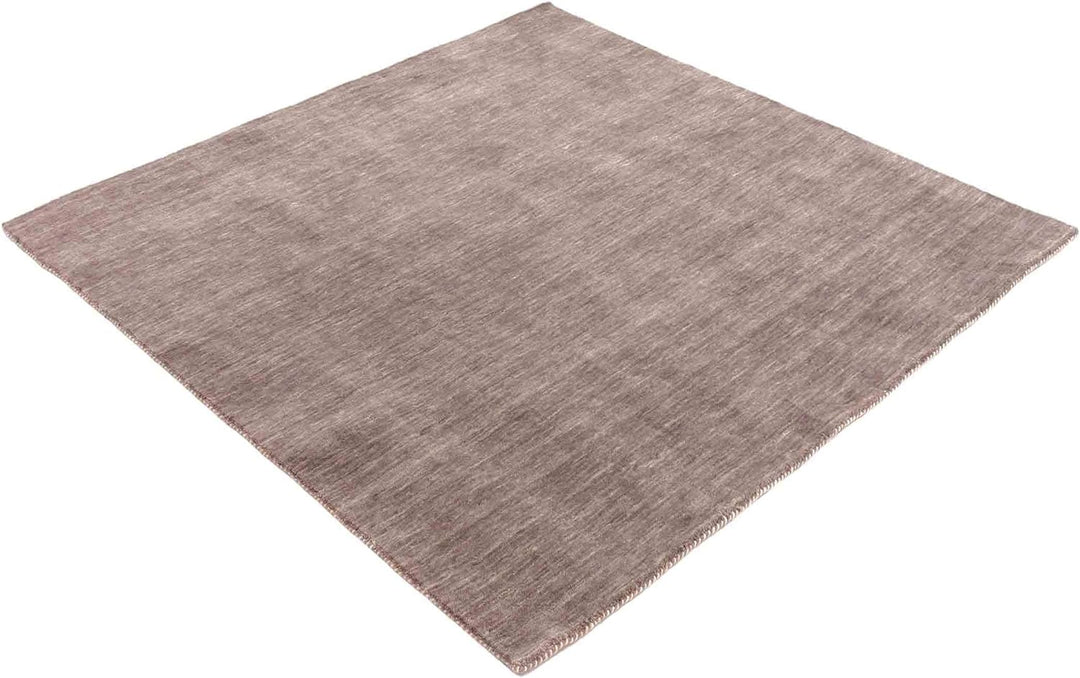 RUG PRINCE Wollteppich Gabbeh Uni 60x60 Handgewebt Quadratisch Grau Einfarbig Handarbeit Grau 60x60