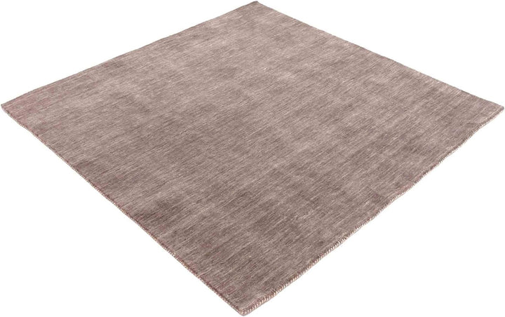 RUG PRINCE Wollteppich Gabbeh Uni 60x60 Handgewebt Quadratisch Grau Einfarbig Handarbeit Grau 60x60