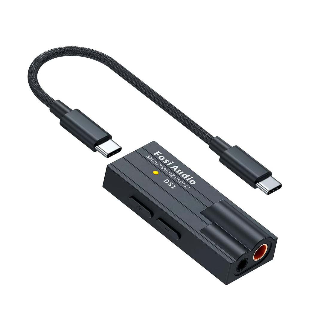 Fosi Audio DS1 Tragbarer DAC Kopfhörerverstärker, Headphone Amp mit ES9038Q2M Chip Unterstützt PCM 3