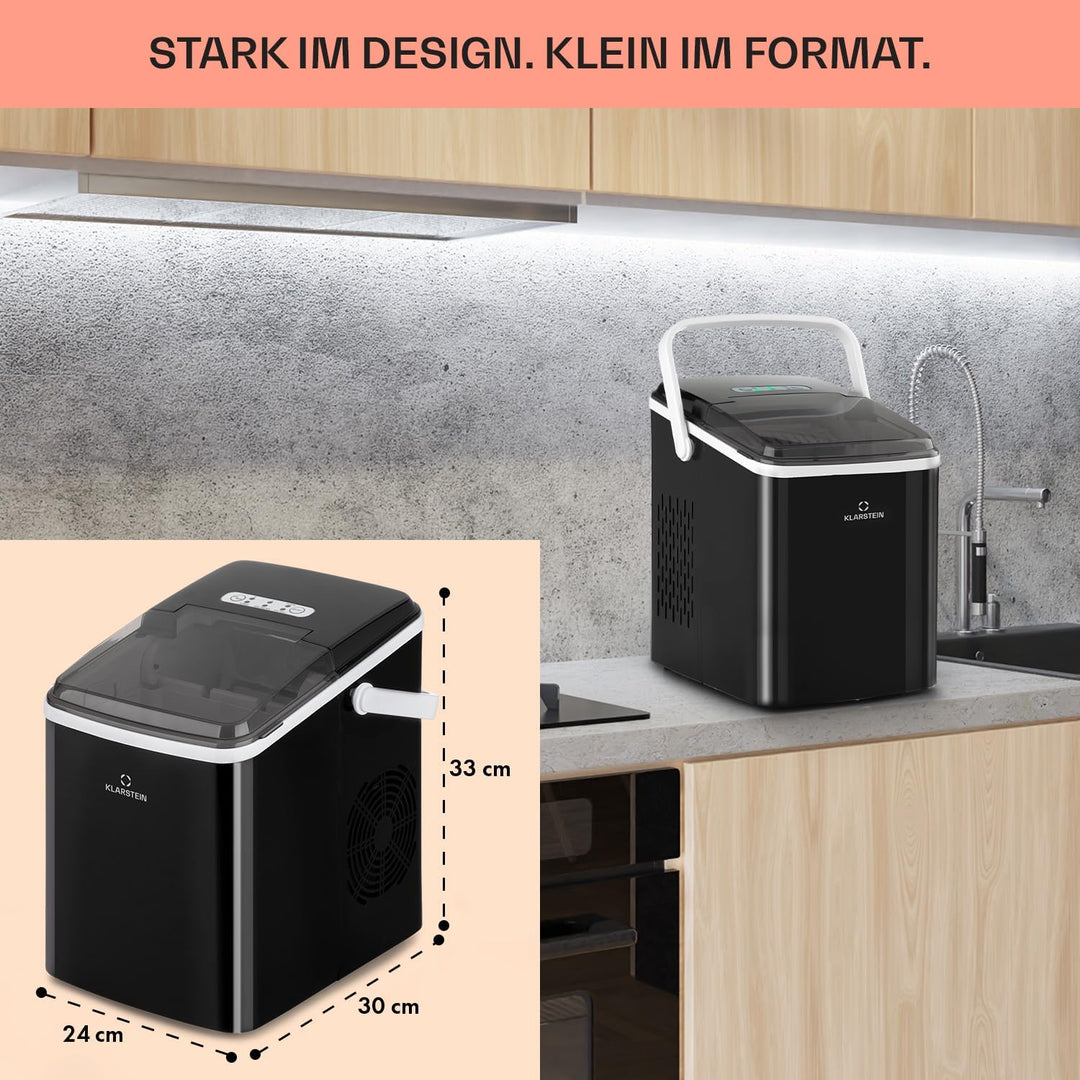 Klarstein Arctic Porter Eiswürfelmaschine, 12kg/24h, 2 Grössen, Produktionszeit: 8 Minuten, Eiswürfe