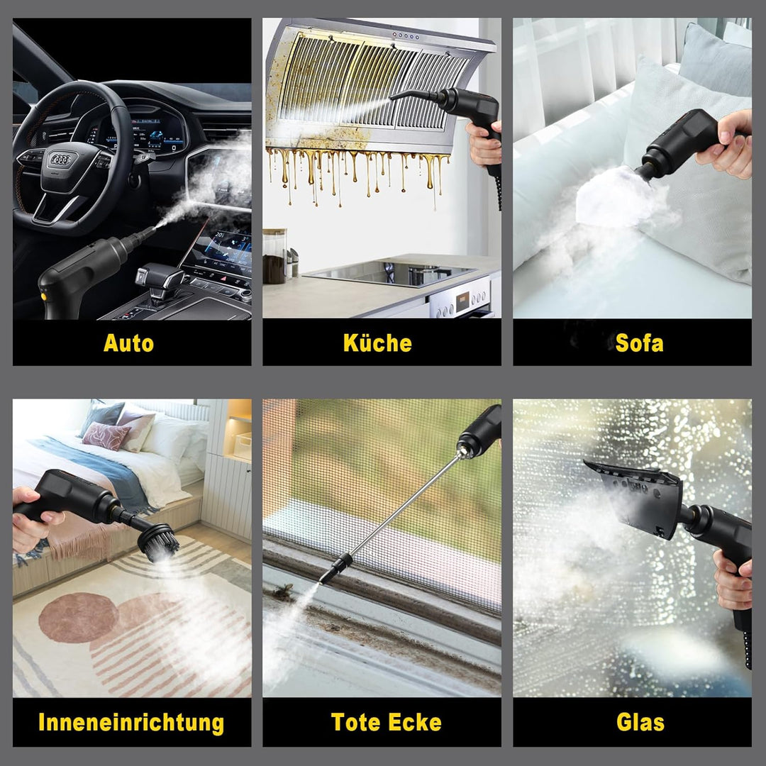 Handdampfreiniger mit 1600ML Wassertank Griff dreistufige Einstellung Hochdruck Klein Tragbarer Damp