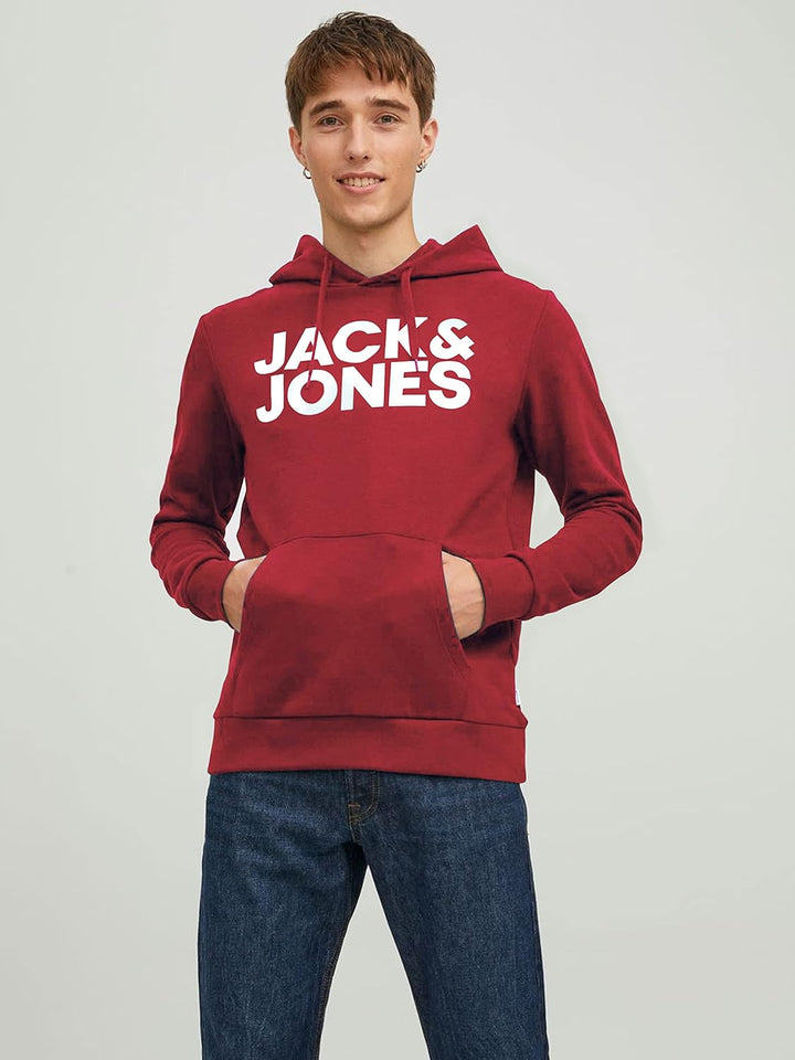 JACK & JONES Herren Jjecorp Logo Sweat Hood Noos Kapuzenpullover XS Rio Red/Print White, XS Rio Red/