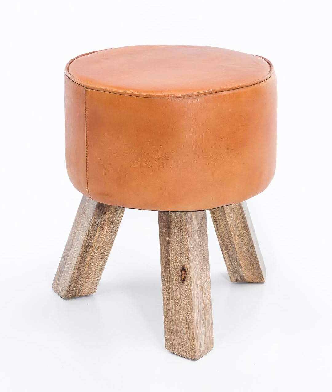 FineBuy Design Sitzhocker FB45553 Holz 37x45x37 cm Modern Fusshocker Rund | Turnbock Lederhocker Hol