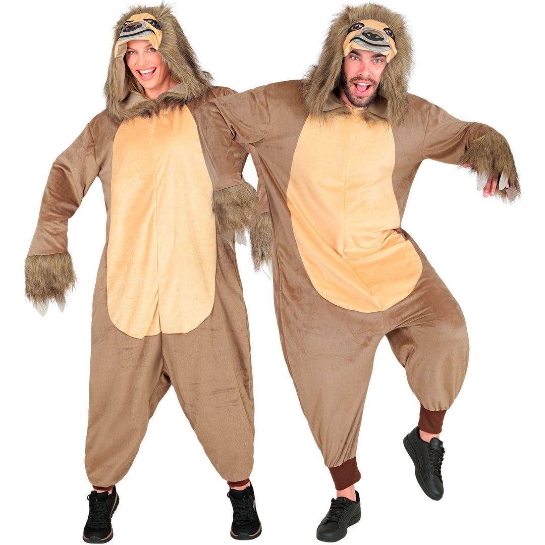 W WIDMANN MILANO Party Fashion - Tier Overall für Erwachsene, weicher Plüsch Jumpsuit mit Kapuze, Ti