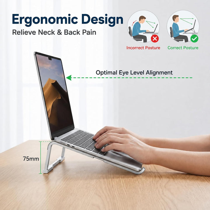 Tragbarer Laptop Ständer, Faltbarer Aluminium Laptopständer Ergonomisch, Belüfteter Laptop Riser Kom