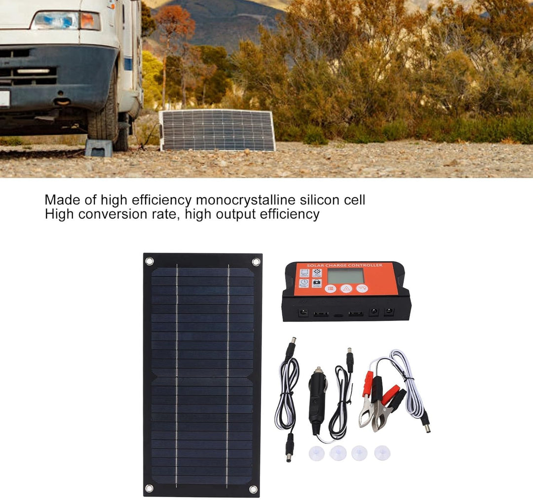 Fockety 600W Solarmodul-Kit, monokristallines Silizium 12V 24V 100A Laderegler mit Verlängerungskabe