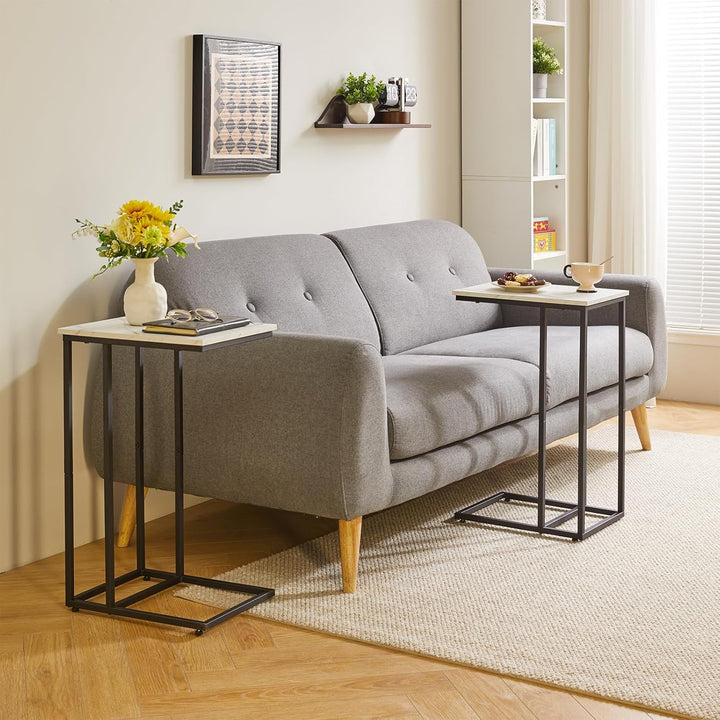 Aibiju 2 Stücke C-Form Beistelltisch, Betttisch Laptoptisch, Couchtisch Klein, Nachttisch Modern, We