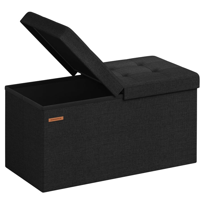 SONGMICS Sitzbank mit Stauraum, klappbare Sitztruhe, Aufbewahrungsbox, 38 x 76 x 38 cm, Deckel klapp