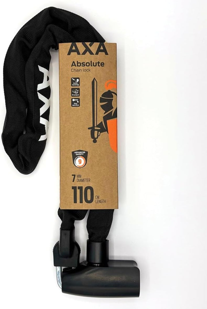 AXA Absolute 7-110 Kettenschloss – Länge 110 cm – Sicherheitsstufe 7 – Stahlglieder 7 mm – Extra lan