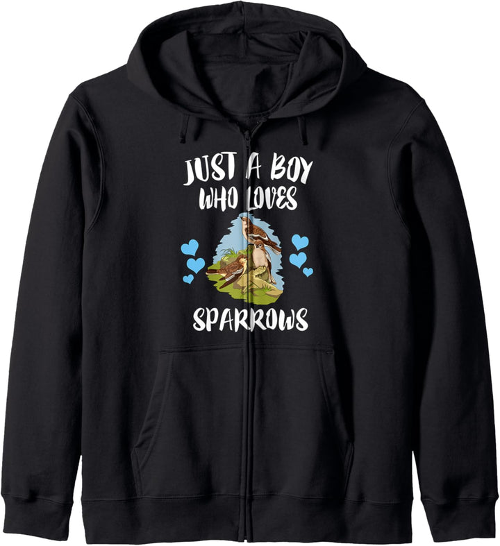 Just A Boy Who Loves Sparrows Birding Kapuzenjacke