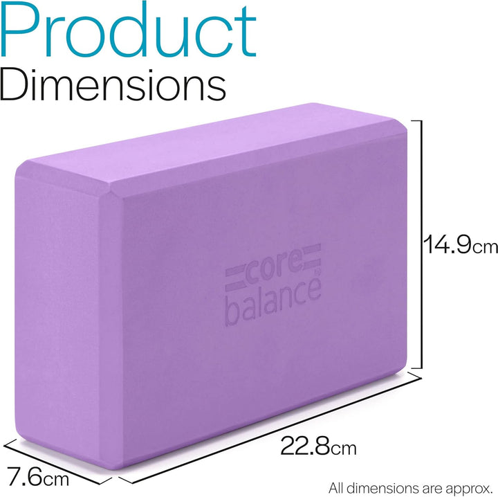 Core Balance Yoga Blocks im Doppelpack & GRATIS Yoga-Gurt, 2 STK. Eva Schaumstoff-Blöcke, robust & l