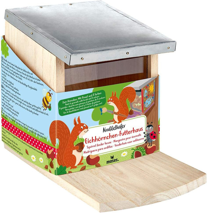 moses. 16120 Krabbelkäfer Eichhörnchen-Futterhaus, Futterstation für Kinder zum Bemalen und selbst g