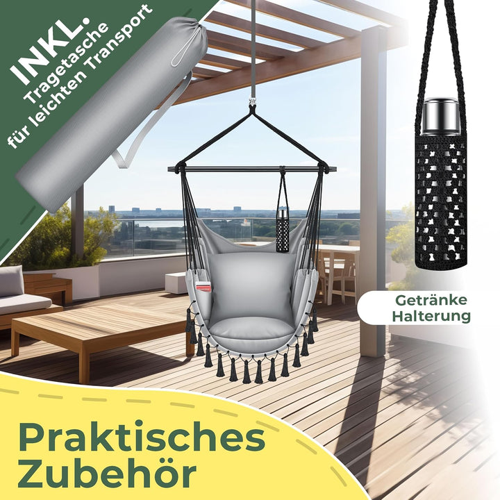KESSER® Hängesessel Safari XXL Hängestuhl für Erwachsene & Kinder Hängematte bis 150 kg Hängesitz Au