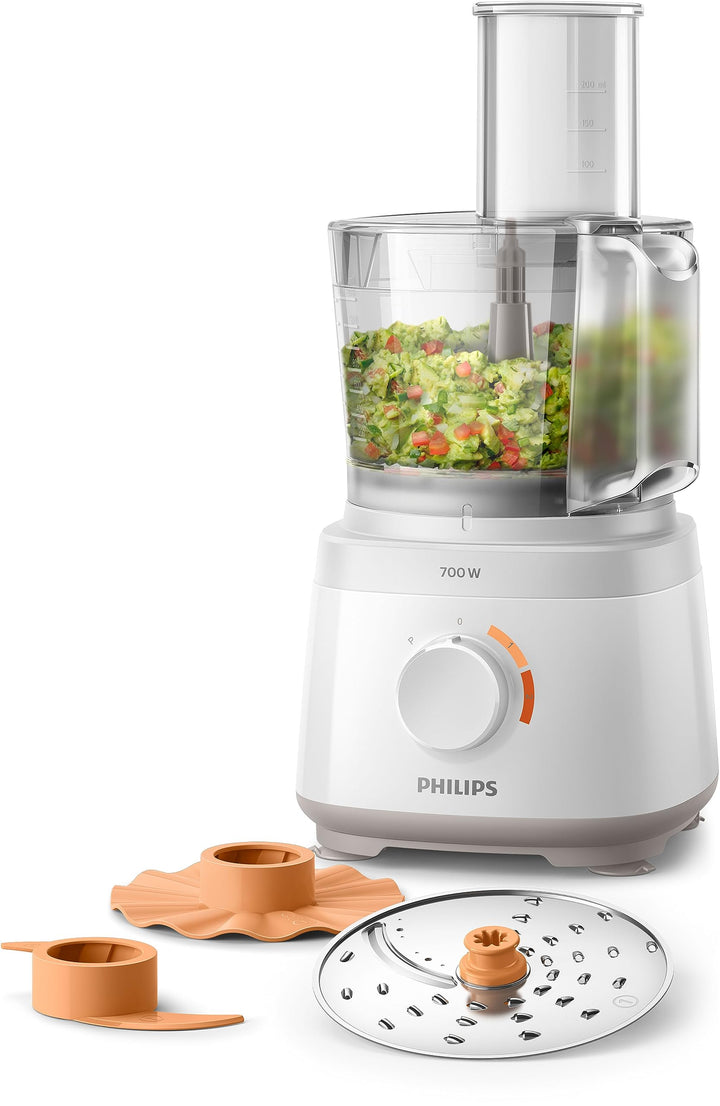 Philips HR7310/00 Küchenmaschine Daily Collection (700 W, 16 Funktionen, 2L Füllkapazität, 2-in-1 Sc