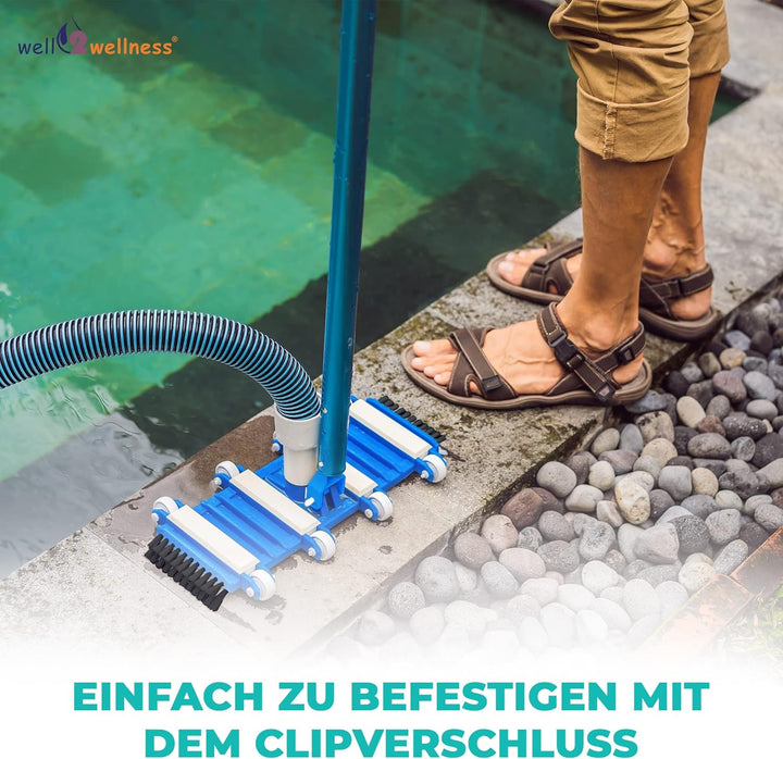well2wellness Pool Bodensauger 8-Rad Flex | Seitliche Bürsten | Poolsauger | Einfache Handhabung | U