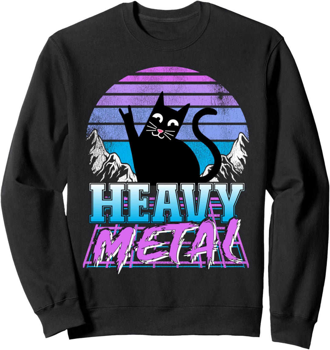 Retrowave Pastell Gothic Katze 80er Jahre Synthwave Retro Heavy Metal Sweatshirt