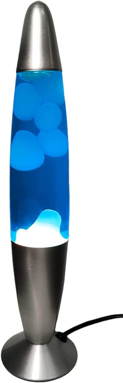 ROCKING GIFTS Desktop-Lava-Lampe, 35 cm Blau-Weiss, mit Schalter, beinhaltet E14-Birne, Plasmablampe