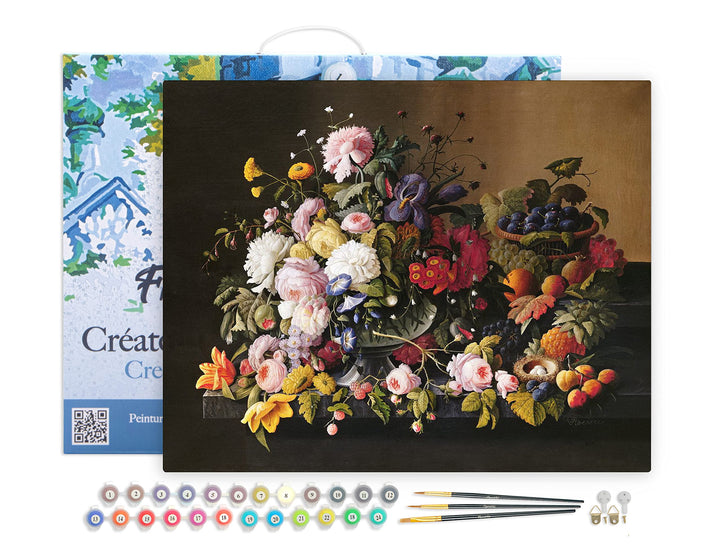 Figured'Art Malen Nach Zahlen Erwachsene Mit Rahmen Blumen und Obst - Severin Roesen - Paint by Numb