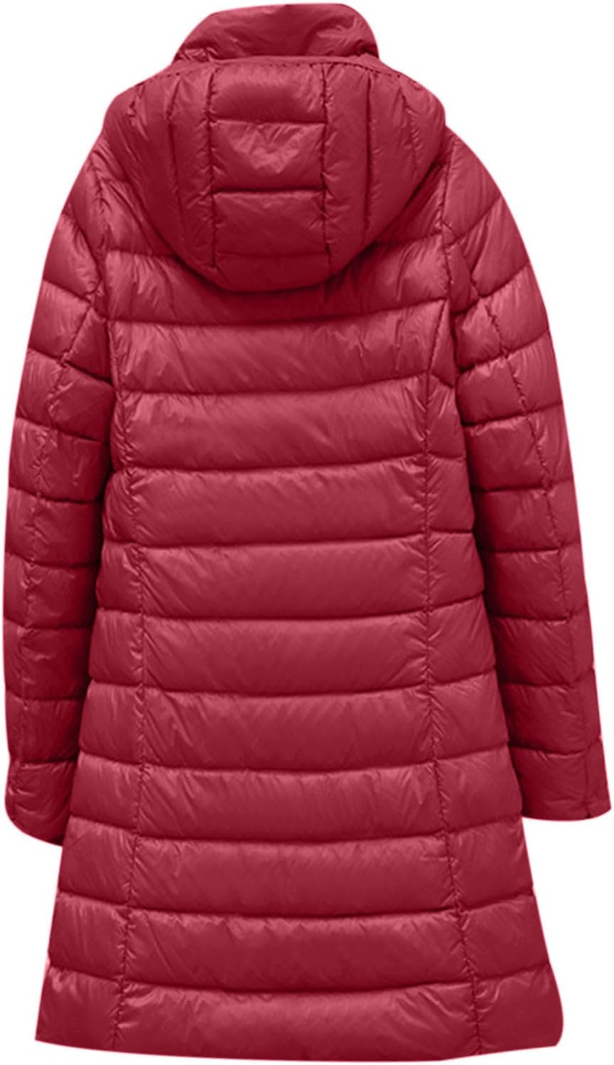 Steppjacke Damen Lang Leichte Warm Puffer Jacke Damen Lässig Winterjacke mit Abnehmbar Kapuze Einfar