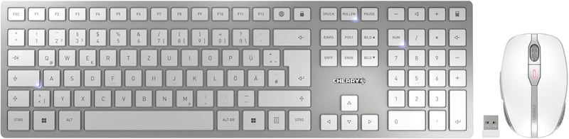 CHERRY DW 9100 SLIM, Kabelloses Tastatur- und Maus-Set, Deutsches Layout (QWERTZ), Bluetooth & 2,4 G