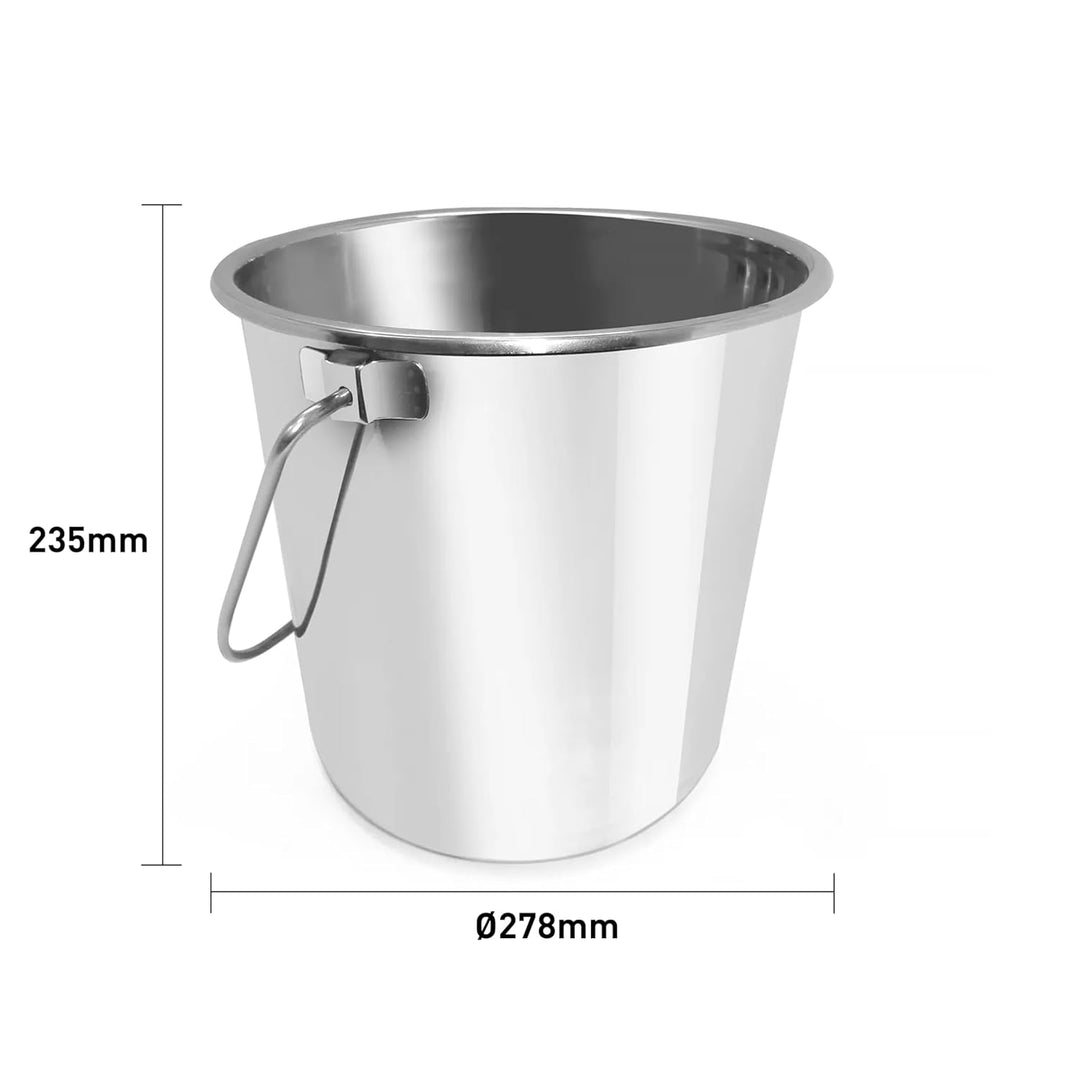 HENDI Eimer mit Griff, Kückeneimer, Futtereimer, Edelstahleimer, 10L, 278x(H)235mm, Edelstahl