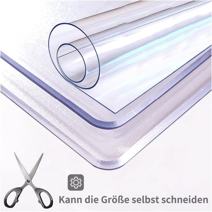 LAVOUP Tischschutz transparent 2 mm PVC abwischbar wasserdicht für Zuhause, Küche 80 x 110 cm, trans