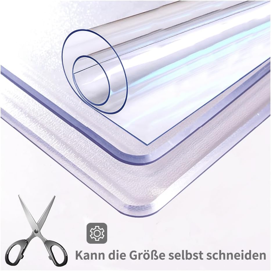 LAVOUP Tischschutz, transparent, PVC, abwischbar, wasserdicht, für Zuhause, Küche, 60 x 150 cm, tran