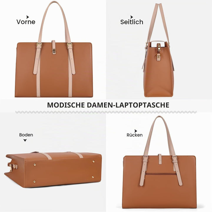 IGOLUMON Handtasche Damen Shopper Damen Gross Wasserdicht Laptop Tasche Damen 15.6 Zoll PU Leder Arb