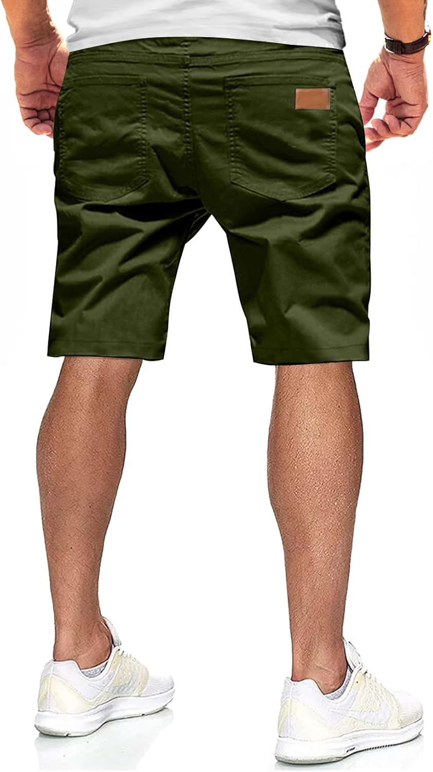 JMIERR Kurze Hosen Herren Shorts Herren Sommer Chino Baumwolle Elastische Taille mit Taschen M F Grü