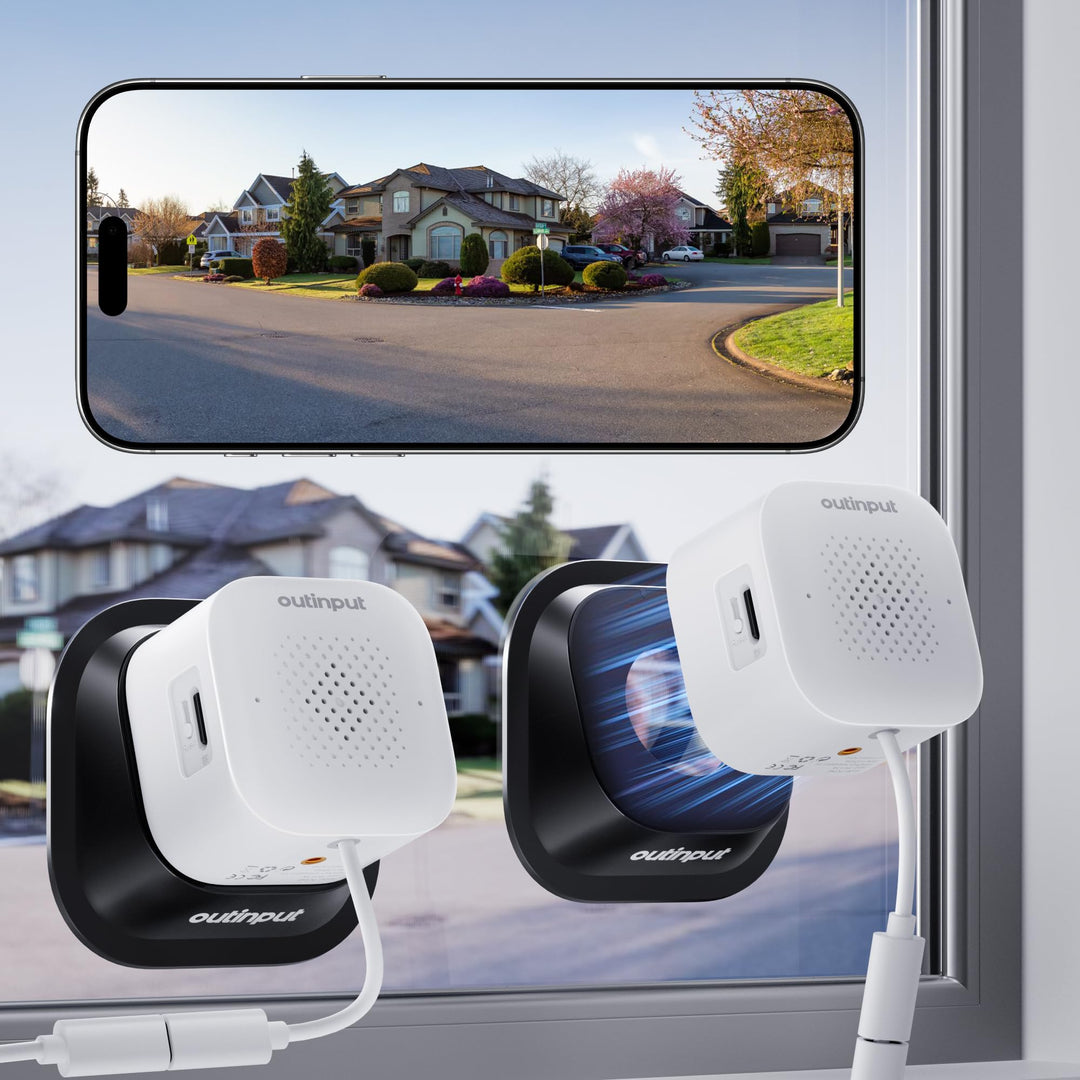 Outinput 3MP 2K Fensterkamera Innen, 2,4G&amp;5GHz Überwachungskamera Innen mit 18° Verstellbarer Halter