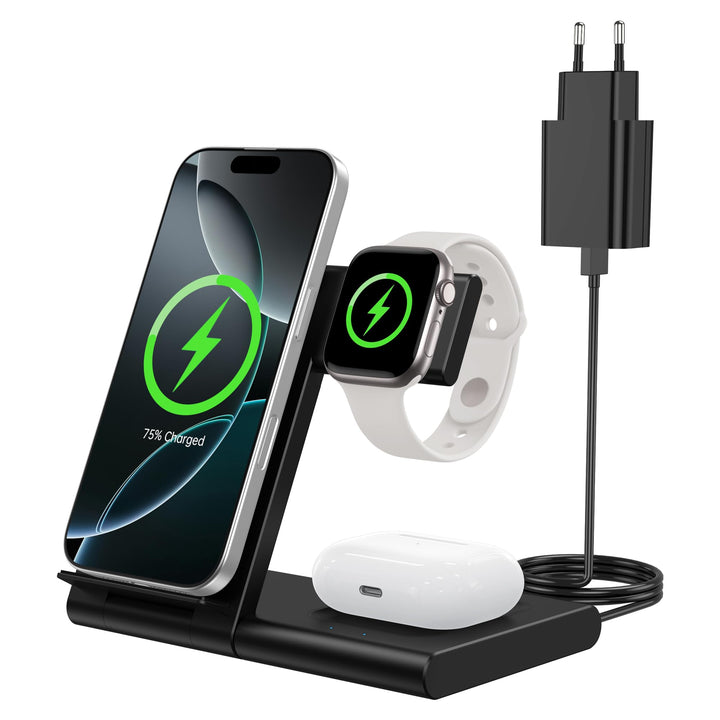Ladestation Apple Watch und iPhone, 3 in 1 Ladestation für iPhone 17/16/15/14/13/12/11/Pro/Max/Plus,