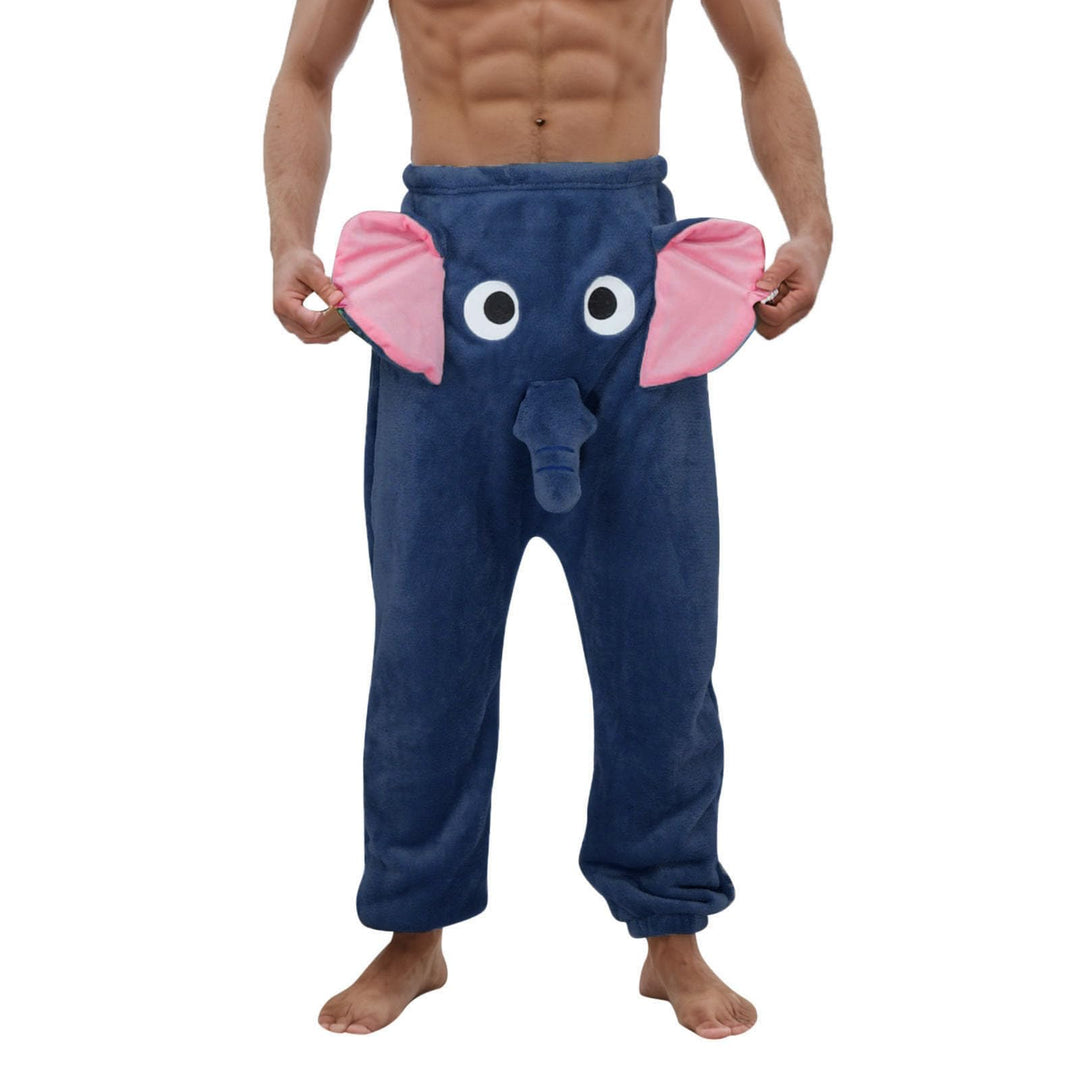 Pyjama Hose für Herren, Elefanten Hose mit Rüssel Männer Lustig Locker Pyjamahose Elefantenrüssel Py
