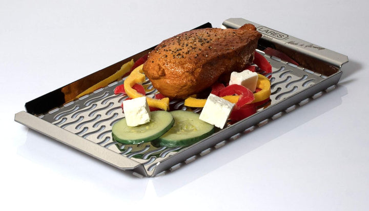 Lares Grillschale aus Rostfreiem Edelstahl - Masse: 20 x 11 x 1cm - Massive Ausführung, Wiederverwen