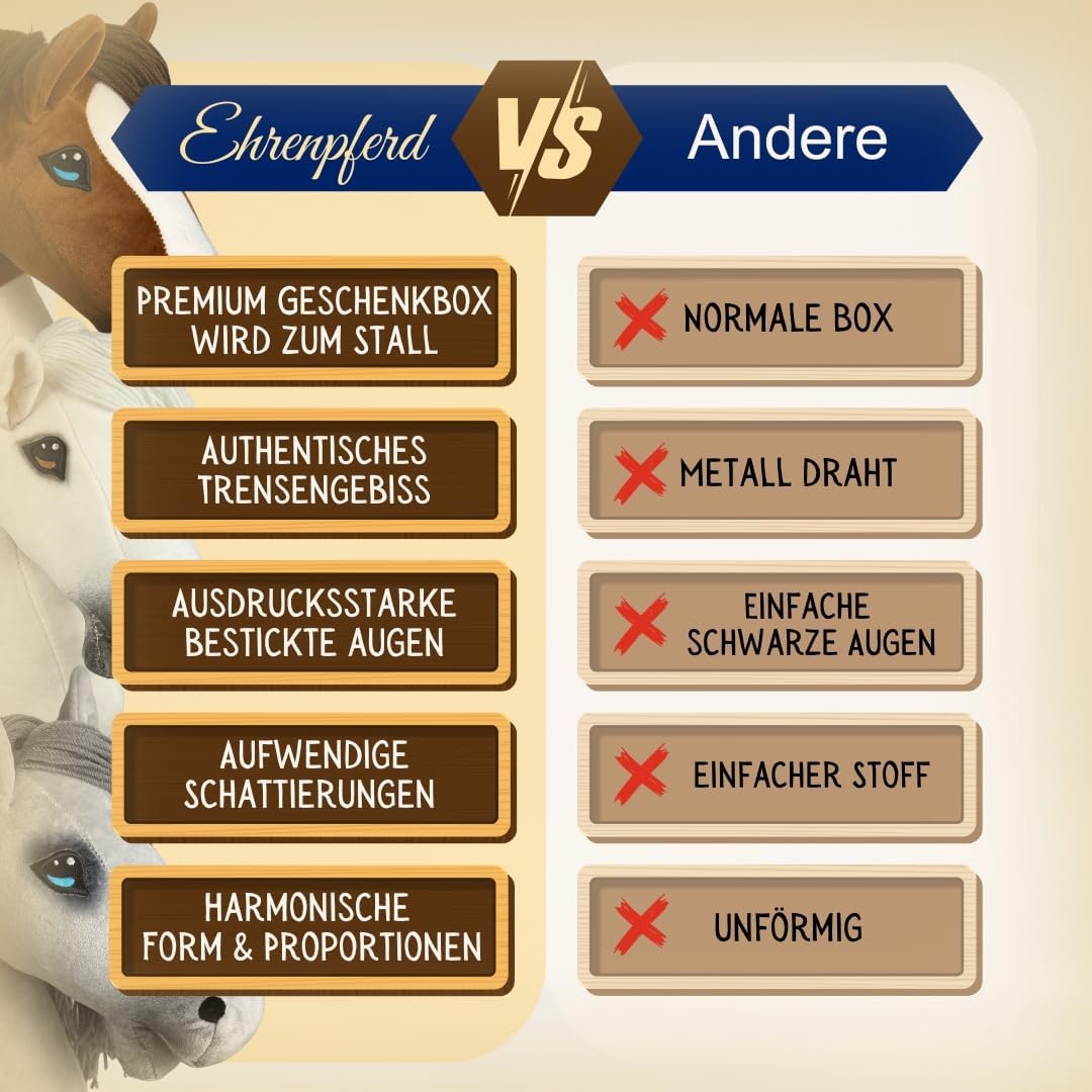 Hobby Horse Pferd -A3- Premium Steckenpferd mit Zubehör für Hobby Horsing: Pferde Spielzeug Set mit