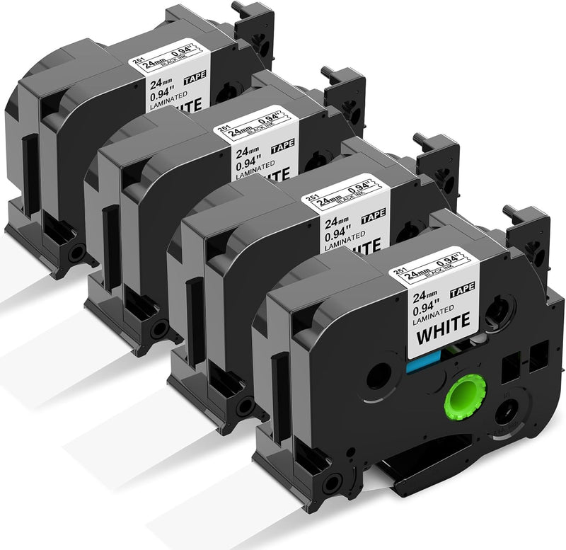 4 x Kompatibel TZ-251 24mm Schriftbänder als Ersatz für Brother TZe 24mm P touch Bänder TZe-251 TZe2
