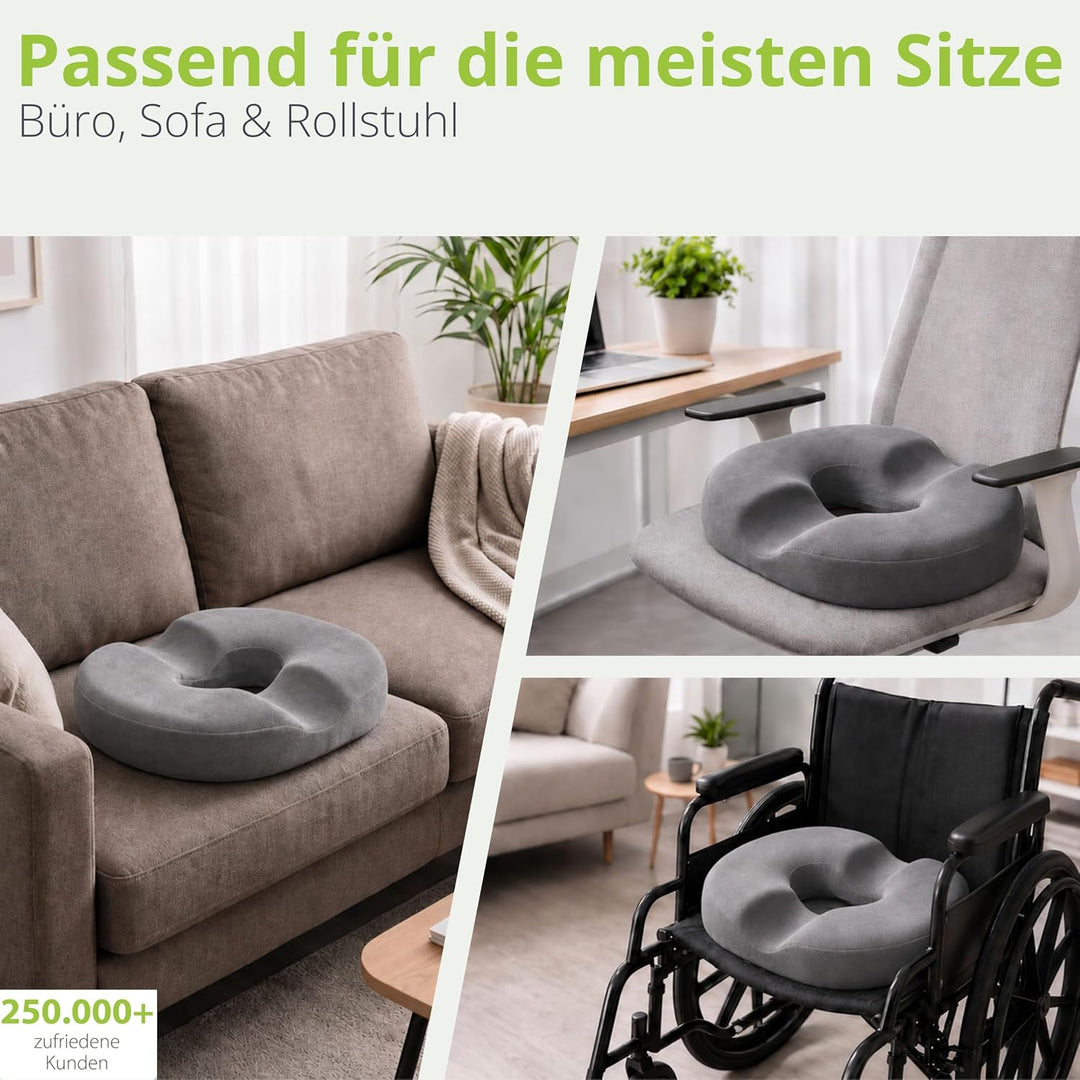 feela.® Orthopädisches Sitzring [3 Härtegrade] – Hämorrhoiden Sitzkissen mit Loch – nach OP &amp; Geburt
