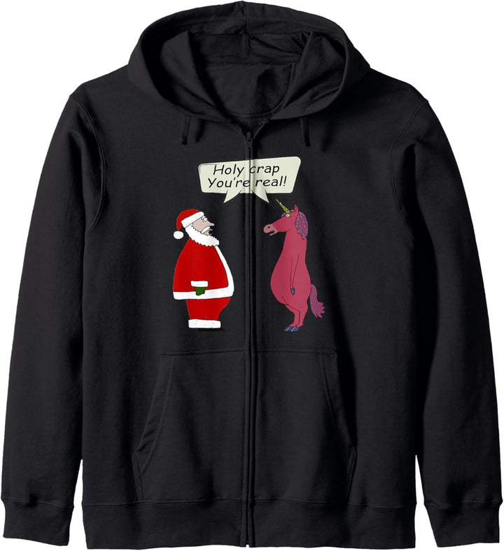 Sarkastischer Weihnachtsmann und Einhorn, lustige Realität Kapuzenjacke