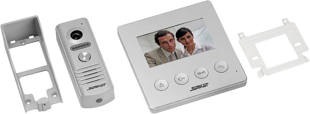 Somikon Klingel mit Türöffner: Video-Türsprechanlage mit Farbdisplay, LED-Licht & Türöffnungsfunktio