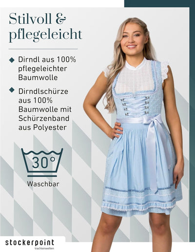 Stockerpoint Damen Dirndl Kim Kleid für besondere Anlässe 40 Hellblau, 40 Hellblau
