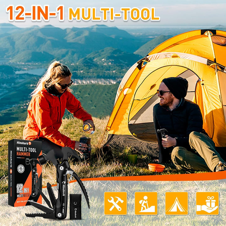 Hinshark Geschenke für Männer, 12 in 1 Multitool Camping Zubehör, Adventskalender Füllung für Männer